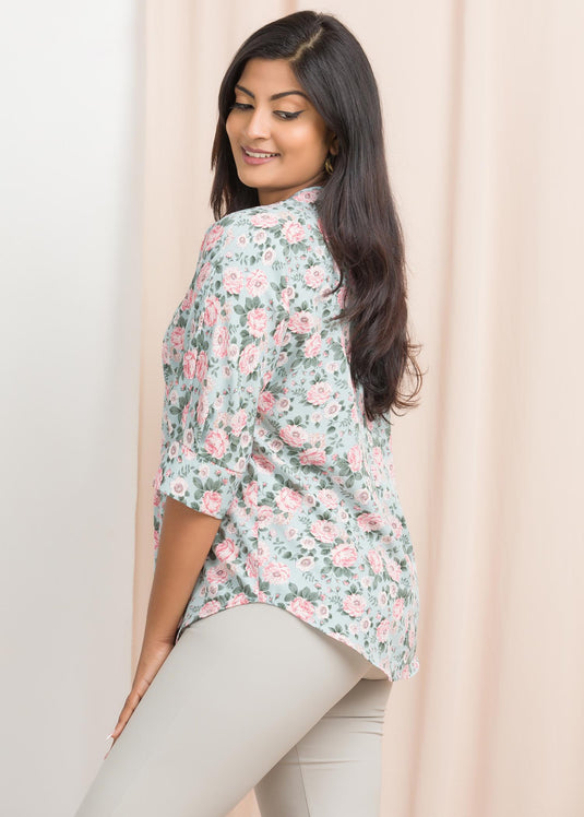 V neck printed blouse