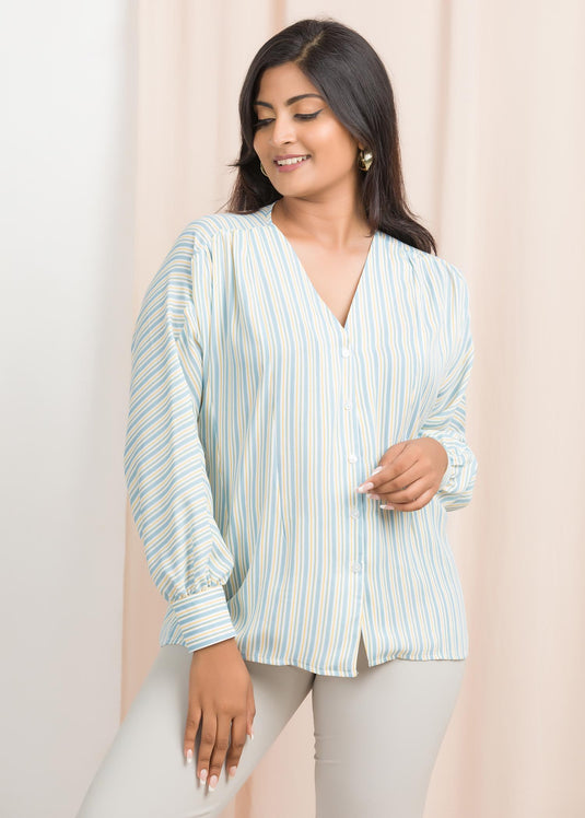 V neck drop shoulder blouse