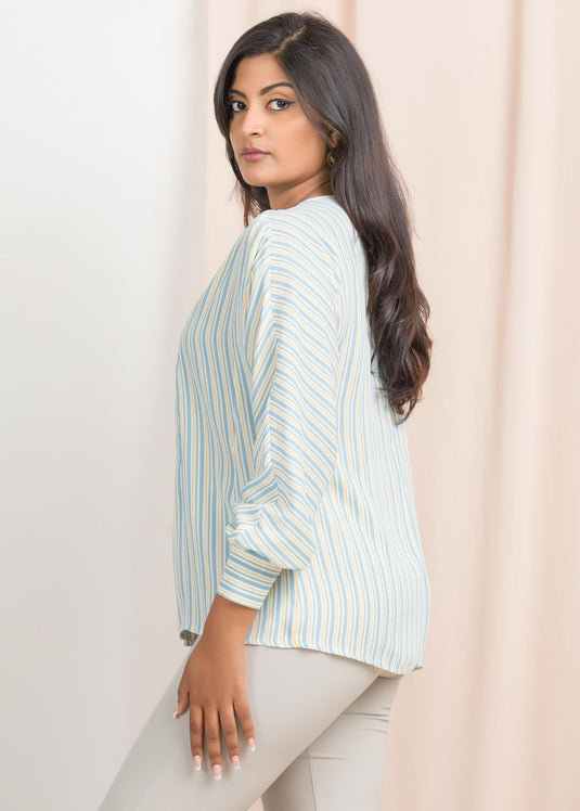 V neck drop shoulder blouse