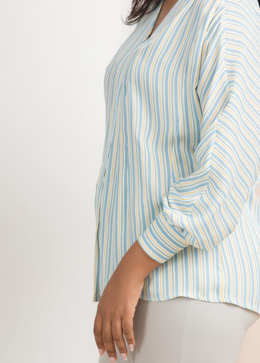 V neck drop shoulder blouse