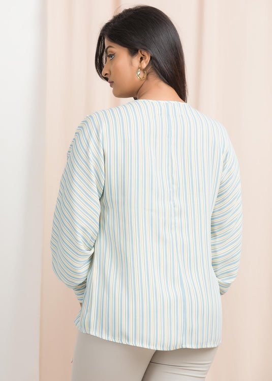 V neck drop shoulder blouse