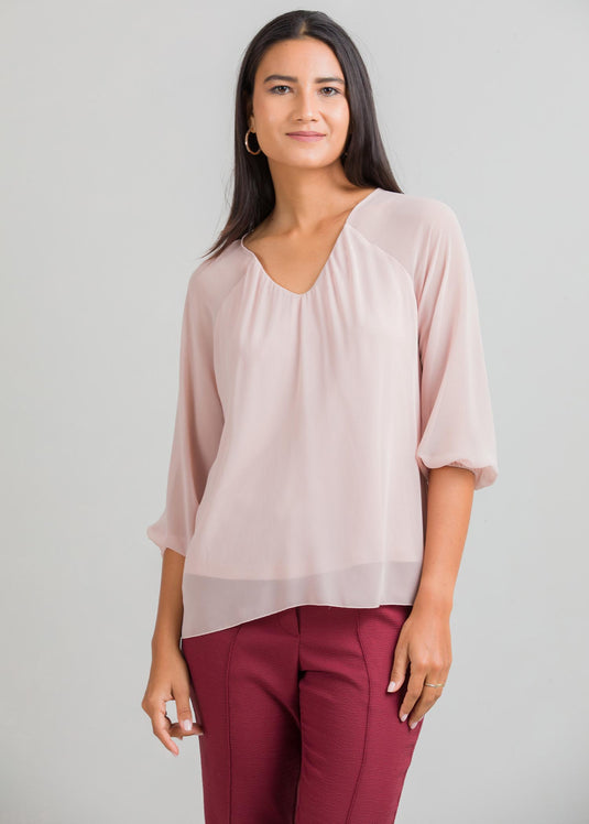 V neck raglan sleeve blouse