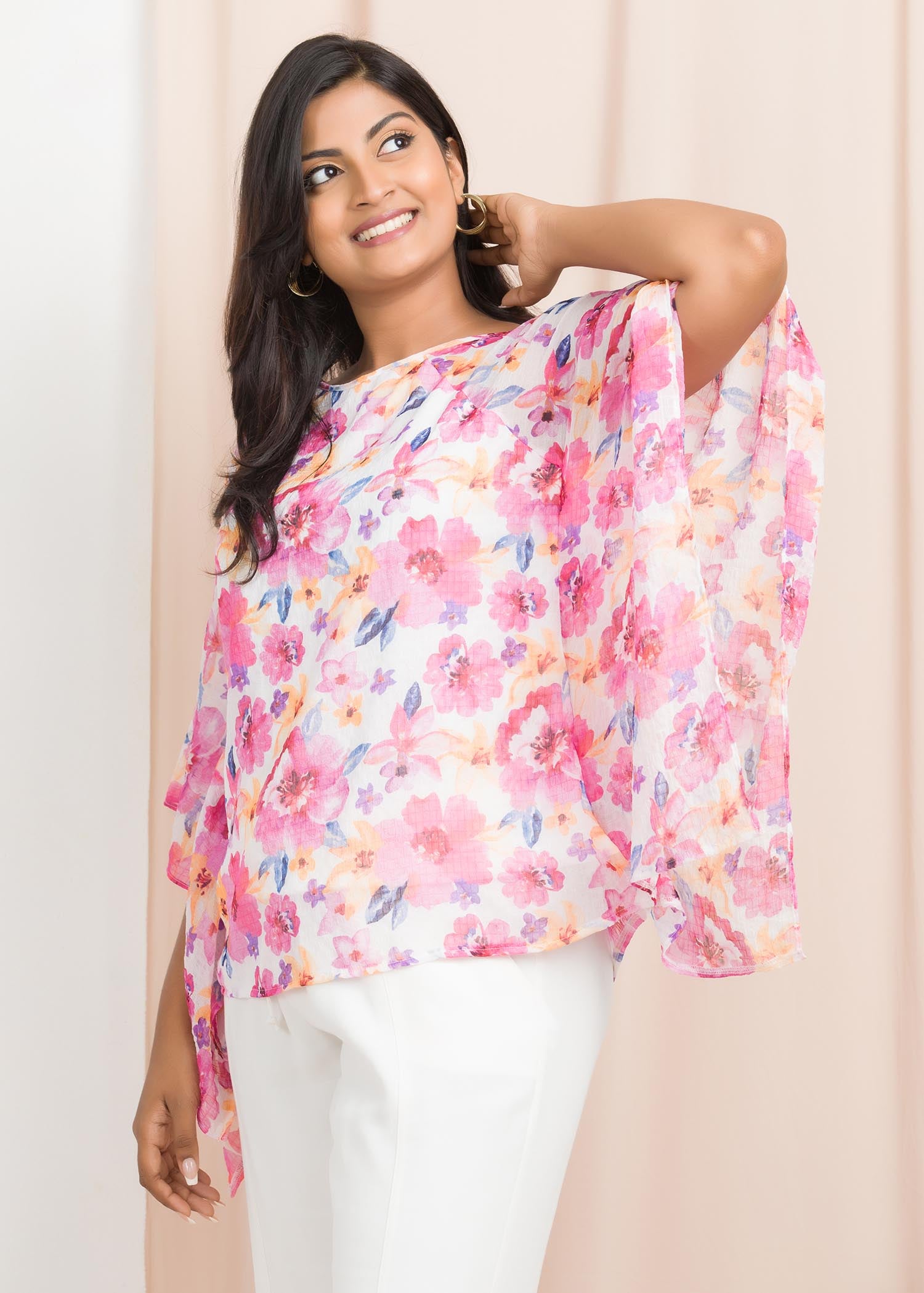 Floral printed kaftan blouse