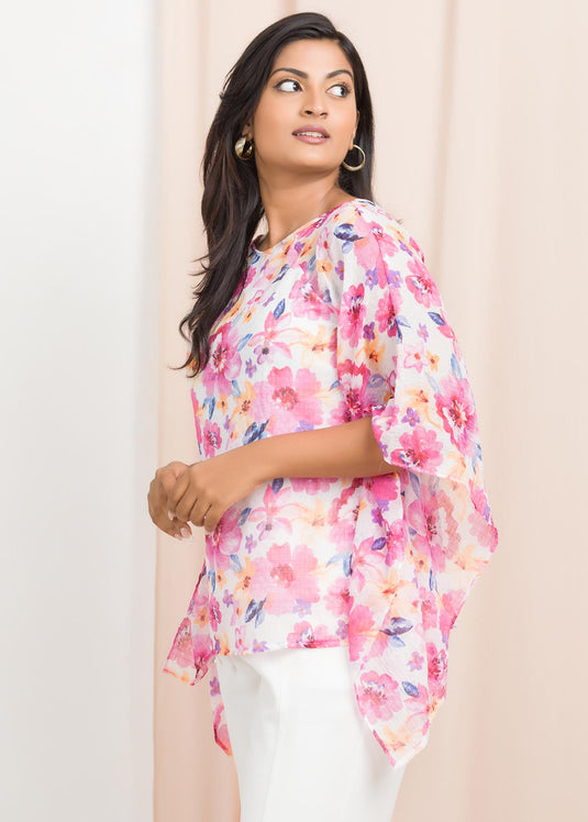 Floral printed kaftan blouse