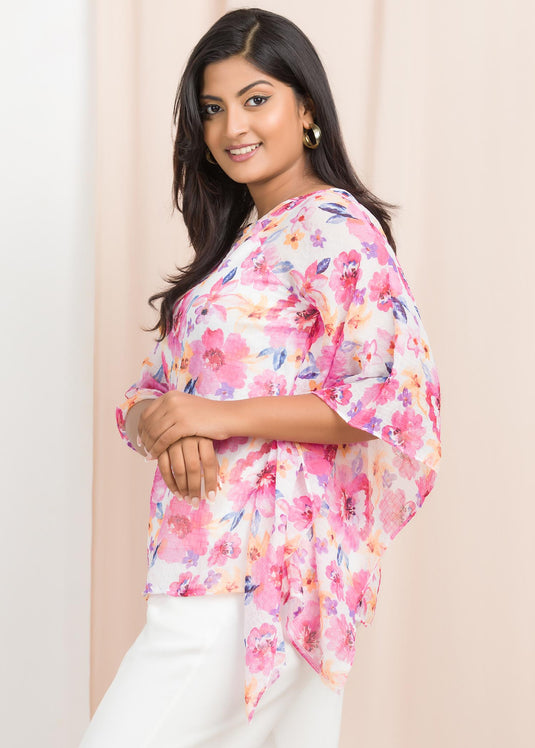 Floral printed kaftan blouse
