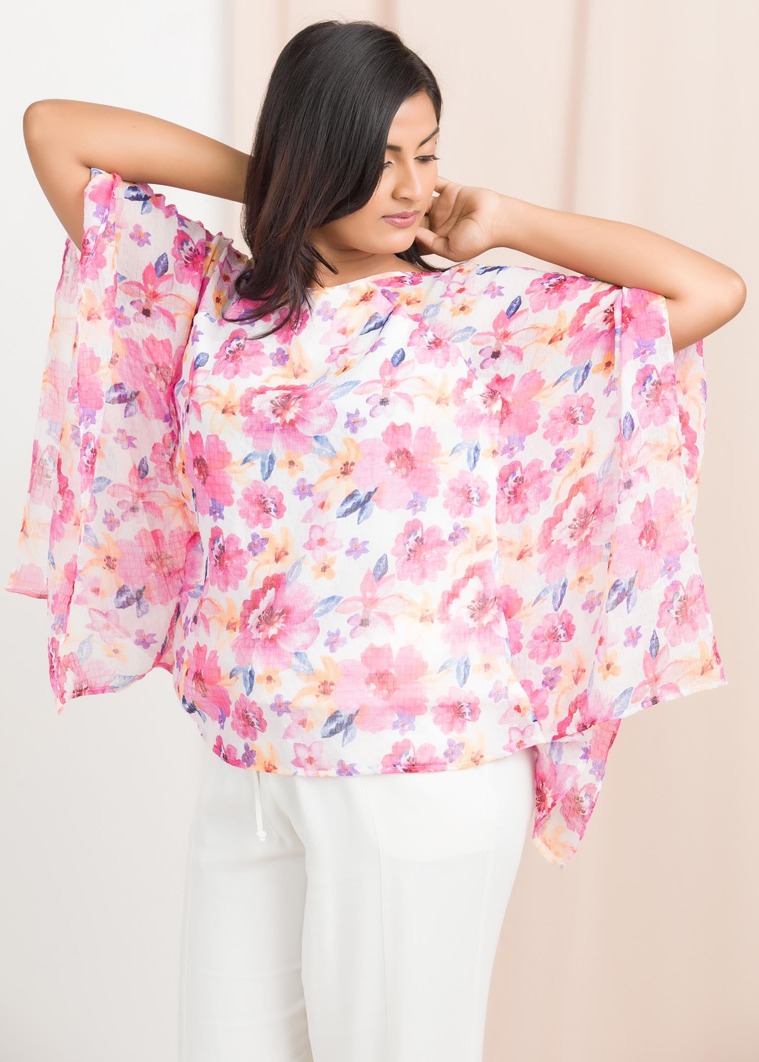 Floral printed kaftan blouse