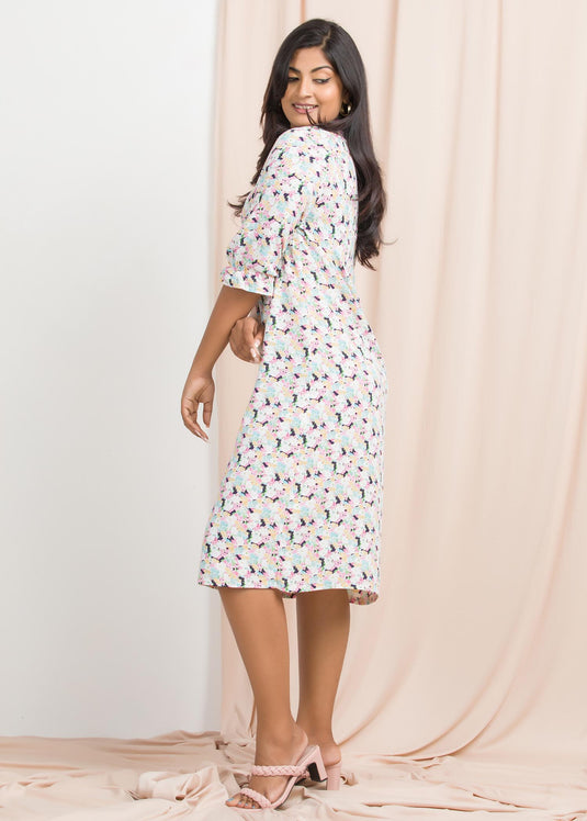 Printed blouse with cuban collar