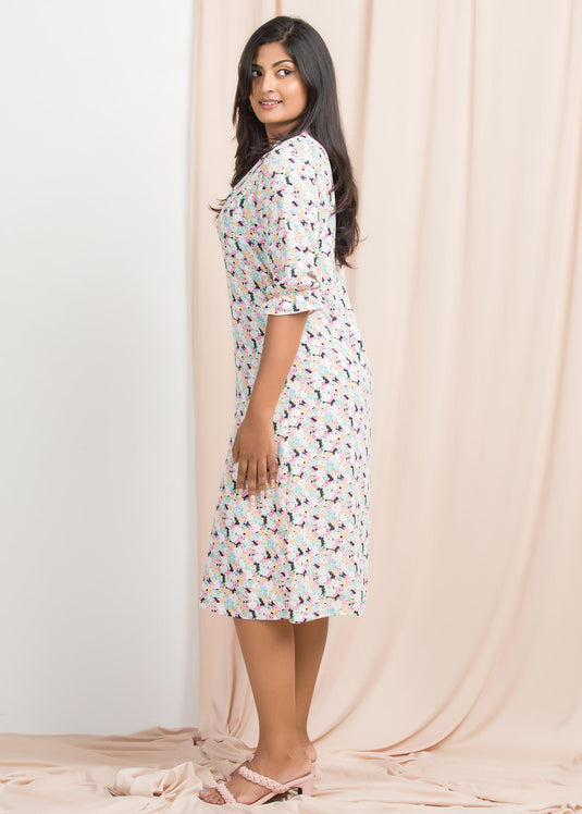 Printed blouse with cuban collar