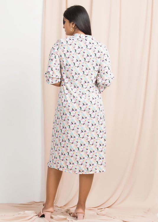 Printed blouse with cuban collar