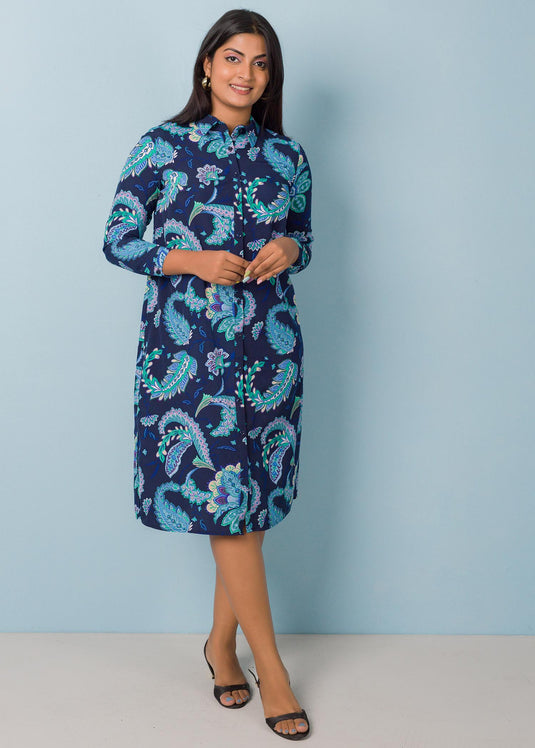 Printed shirt dress