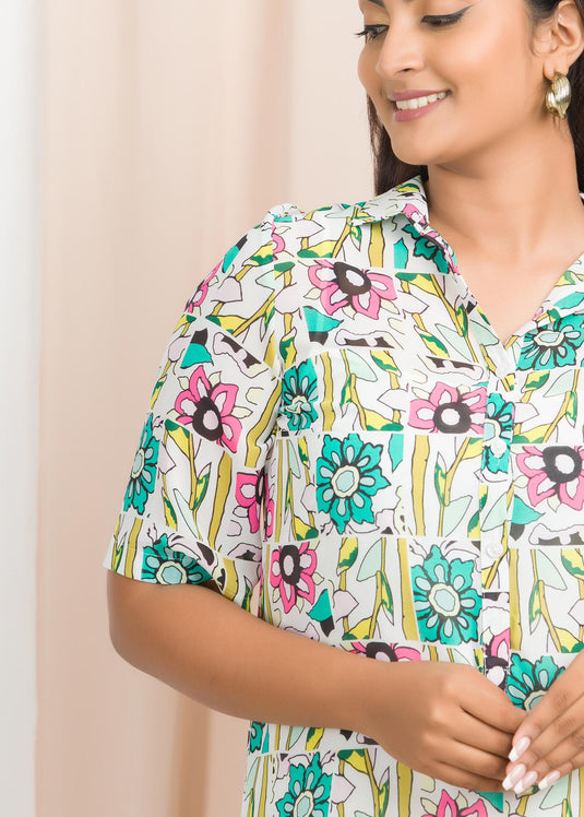Printed shirt dress