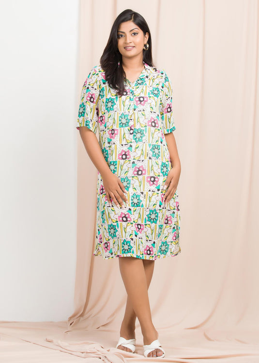 Printed shirt dress