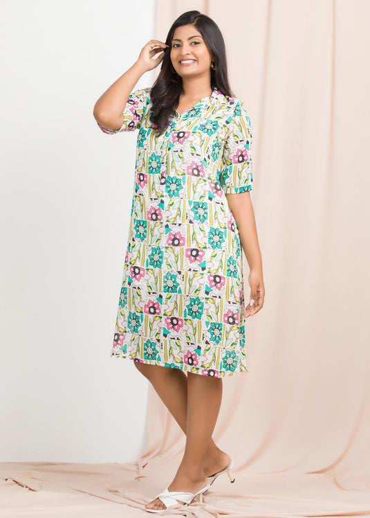Printed shirt dress