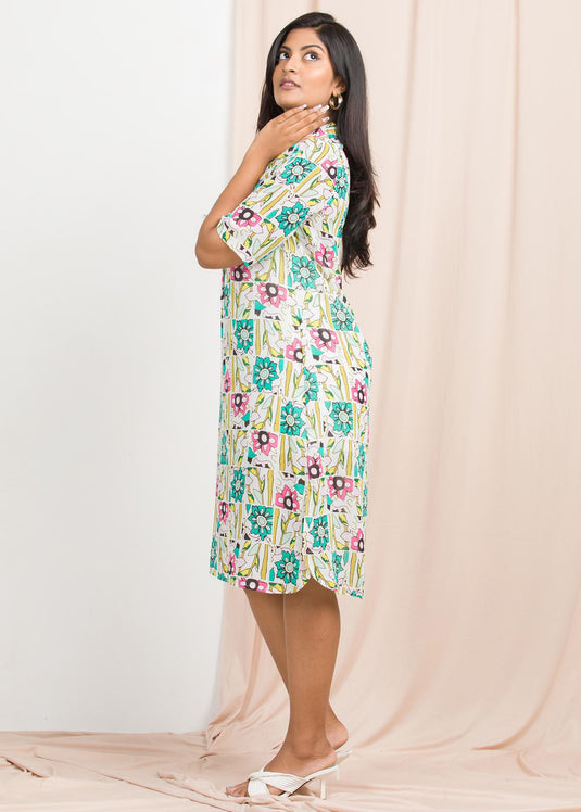 Printed shirt dress