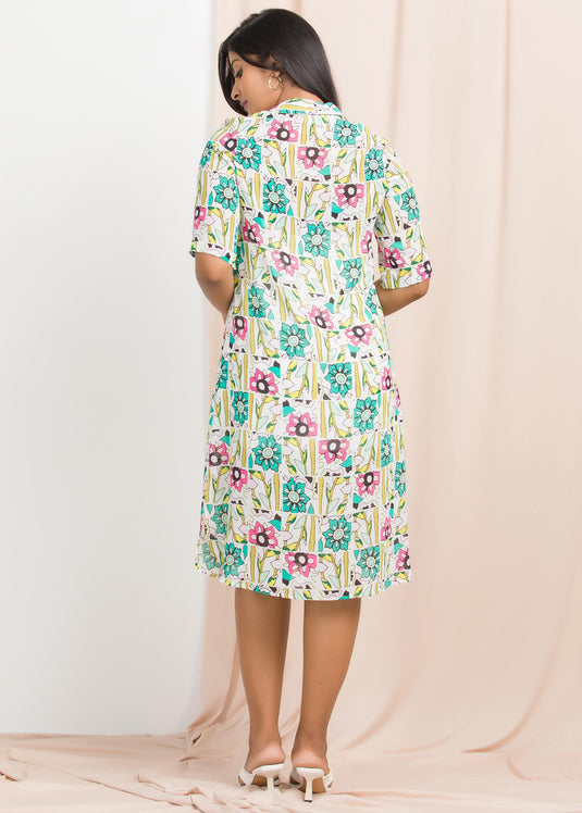 Printed shirt dress