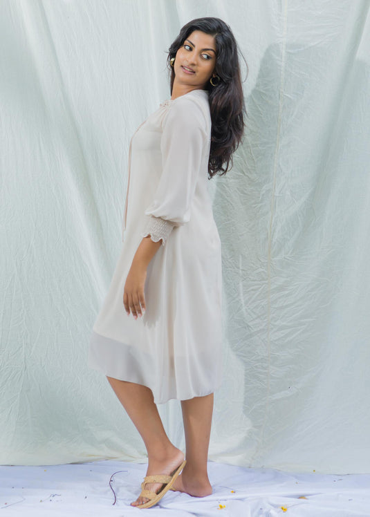 Smocked sleeve dress