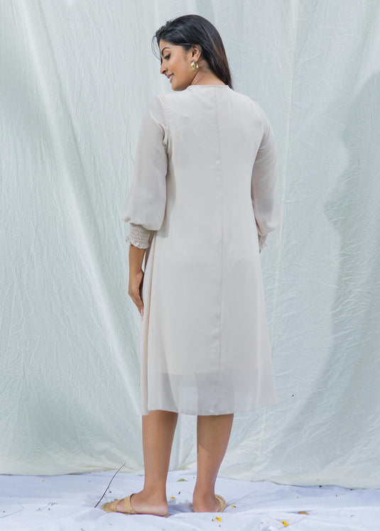 Smocked sleeve dress