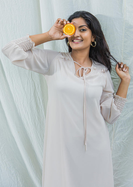 Smocked sleeve dress