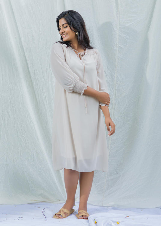 Smocked sleeve dress