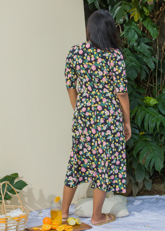 Button down printed dress