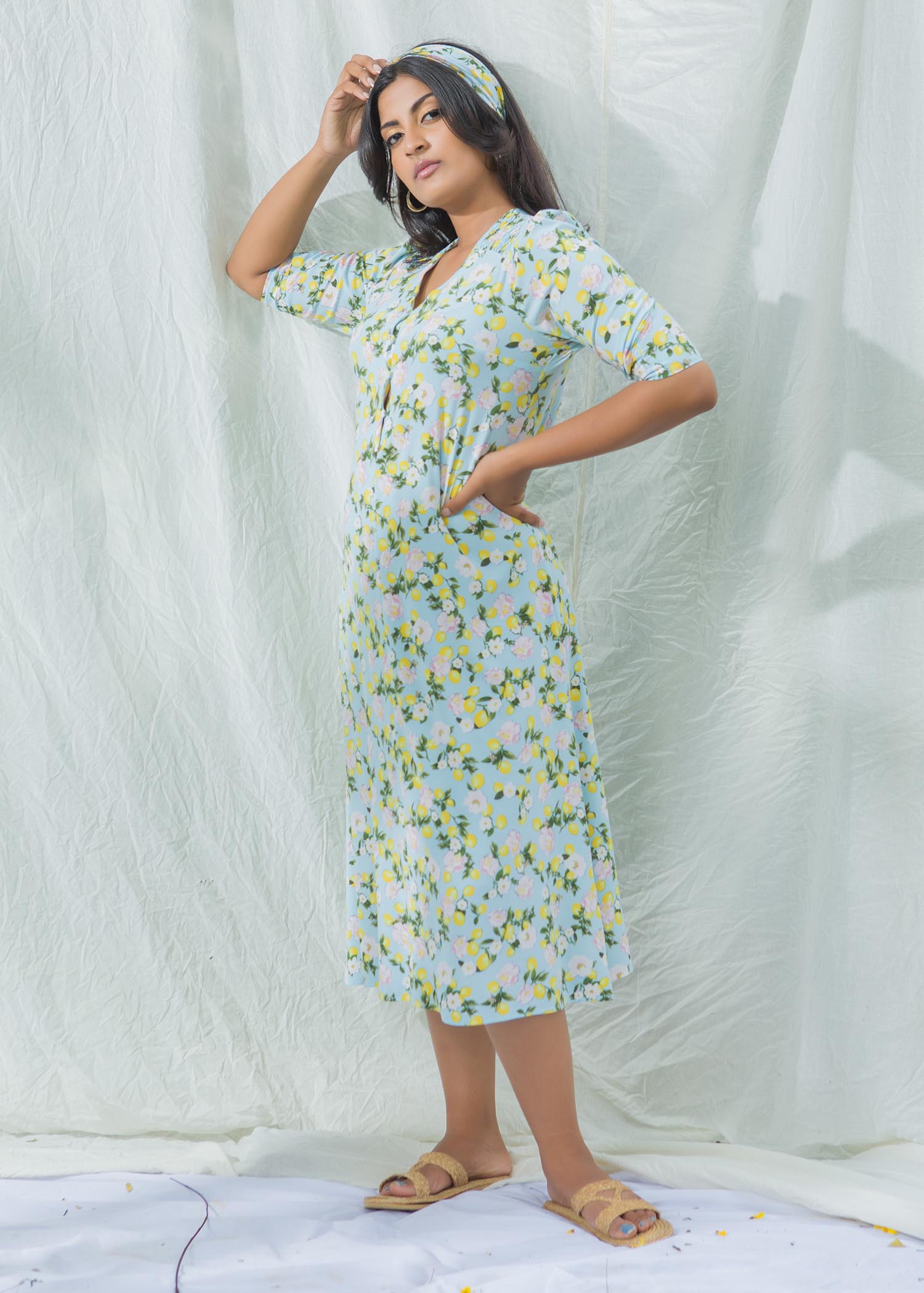 Button down printed dress