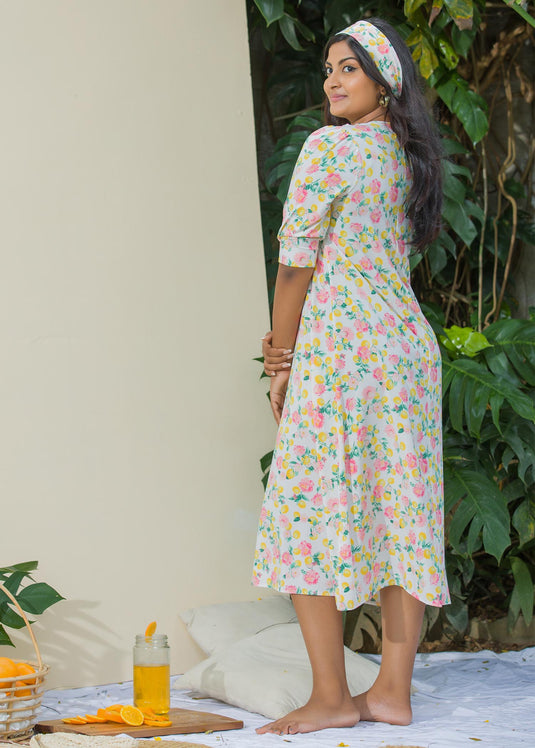 Button down printed dress