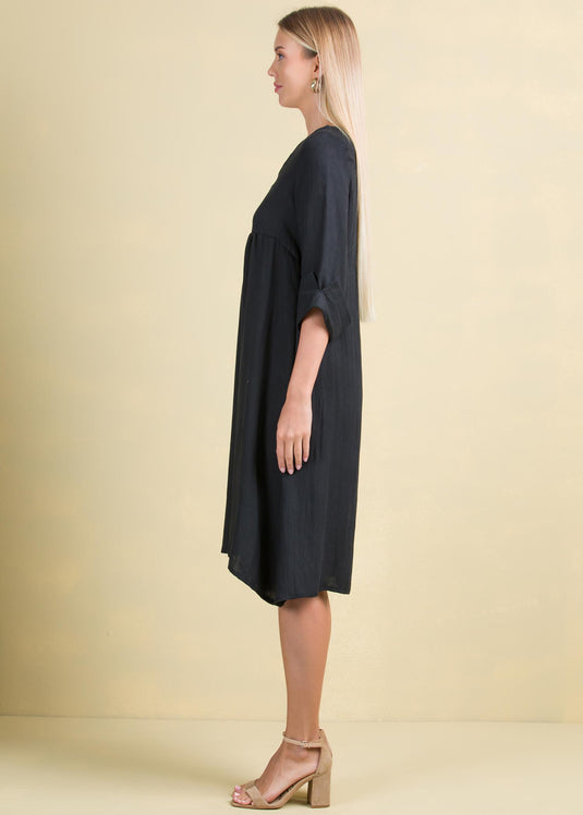 V neck dress with big cuff