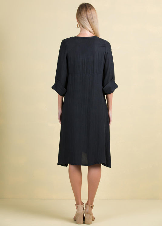 V neck dress with big cuff