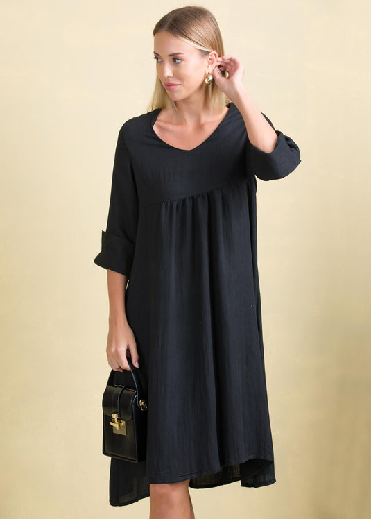 V neck dress with big cuff