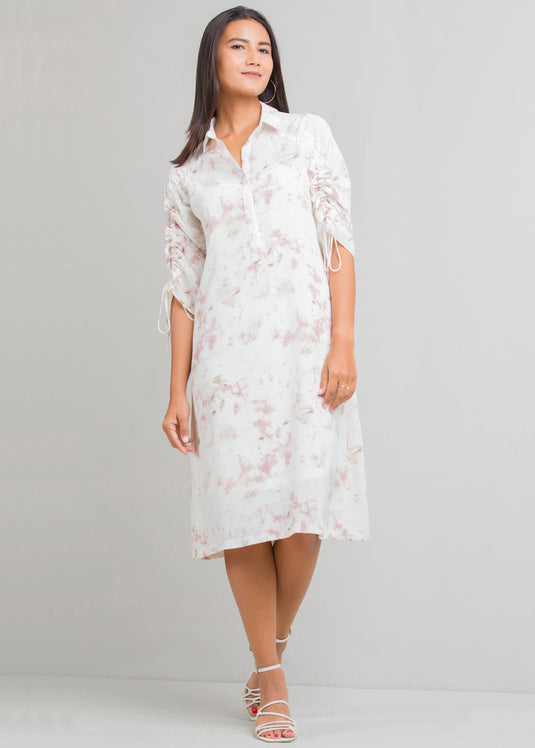 Printed dress with sleeve detail