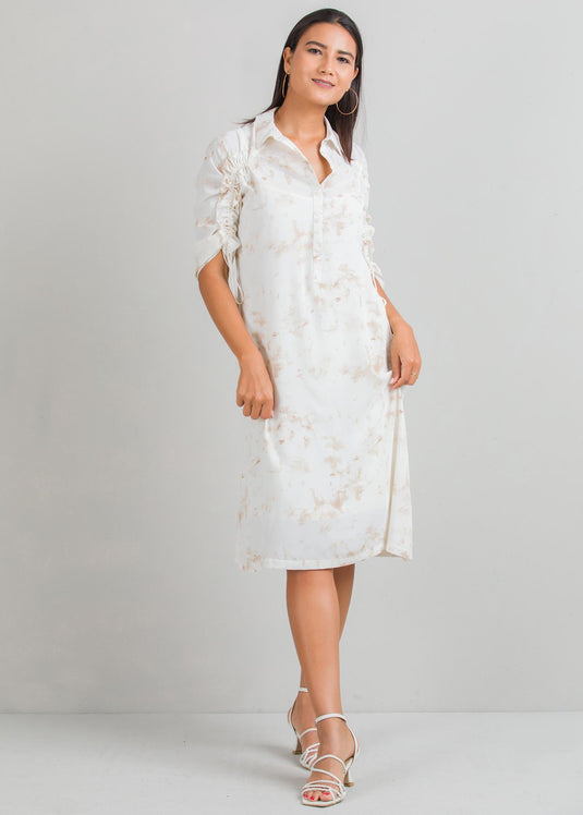 Printed dress with sleeve detail