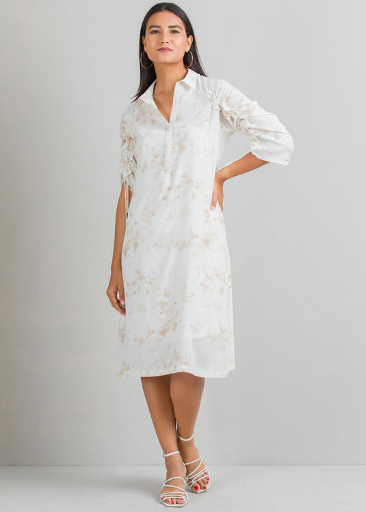 Printed dress with sleeve detail