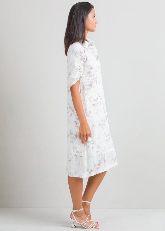 Printed dress with sleeve detail