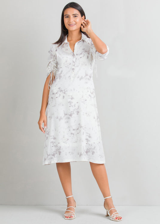 Printed dress with sleeve detail