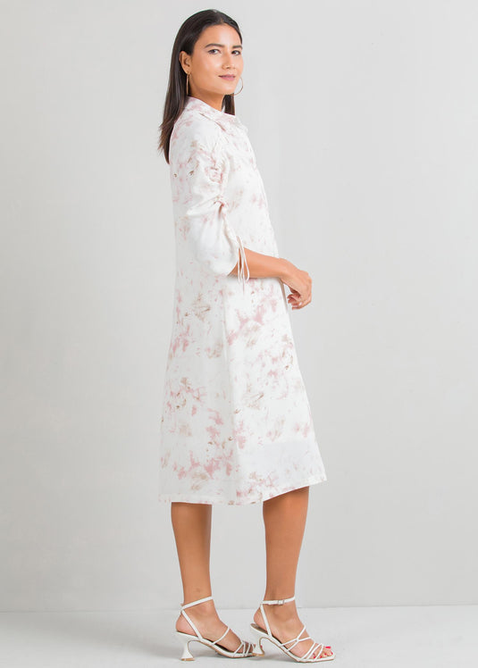 Printed dress with sleeve detail