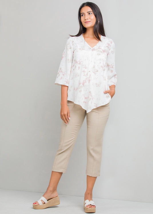 Printed V neck blouse