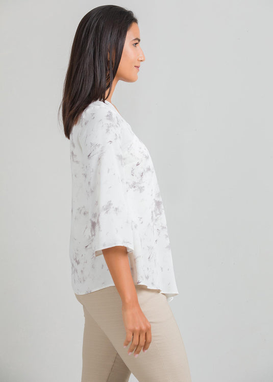 Printed V neck blouse