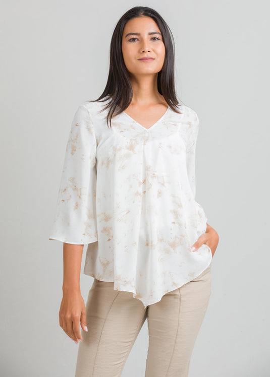 Printed V neck blouse