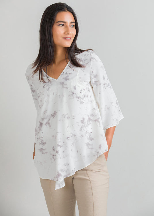 Printed V neck blouse