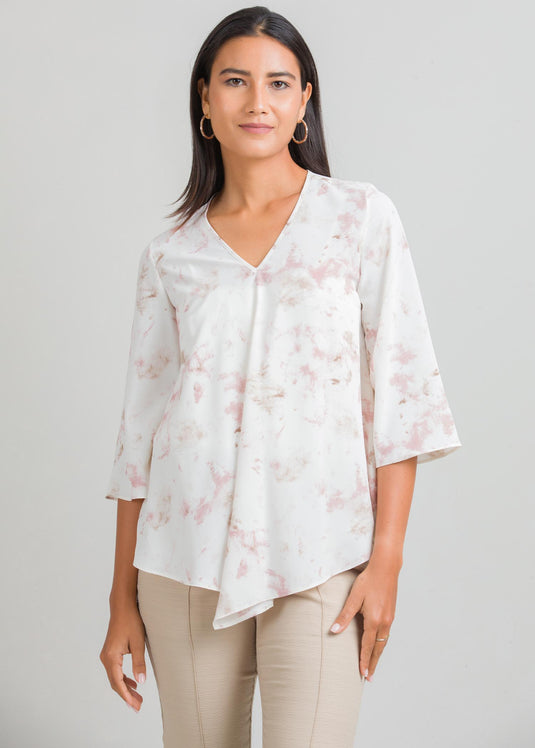 Printed V neck blouse