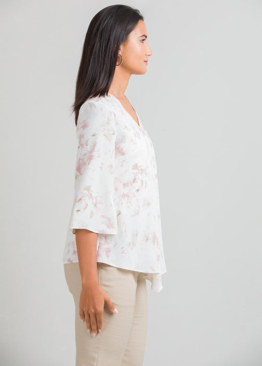 Printed V neck blouse