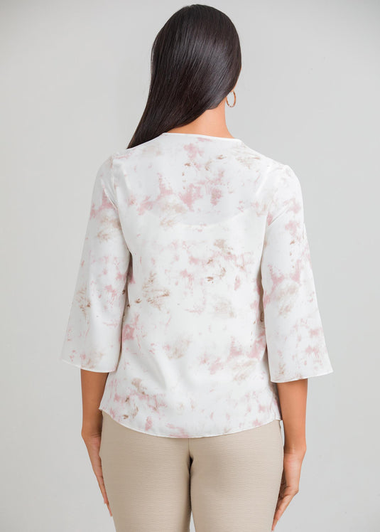 Printed V neck blouse