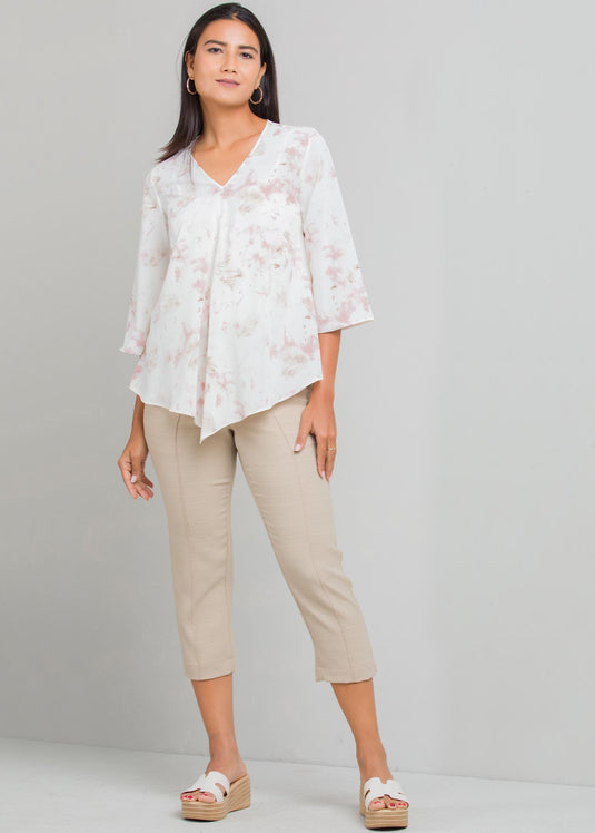 Printed V neck blouse