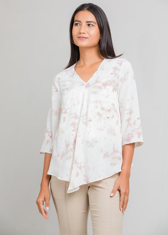 Printed V neck blouse