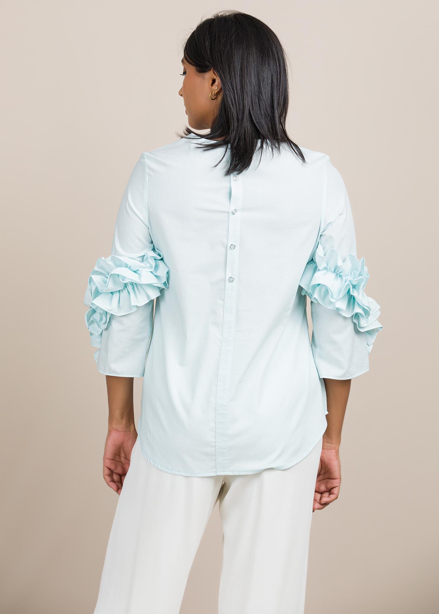 Round neck blouse with frill detail