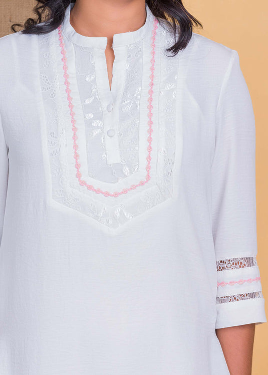 Long length kurtha top with lace details