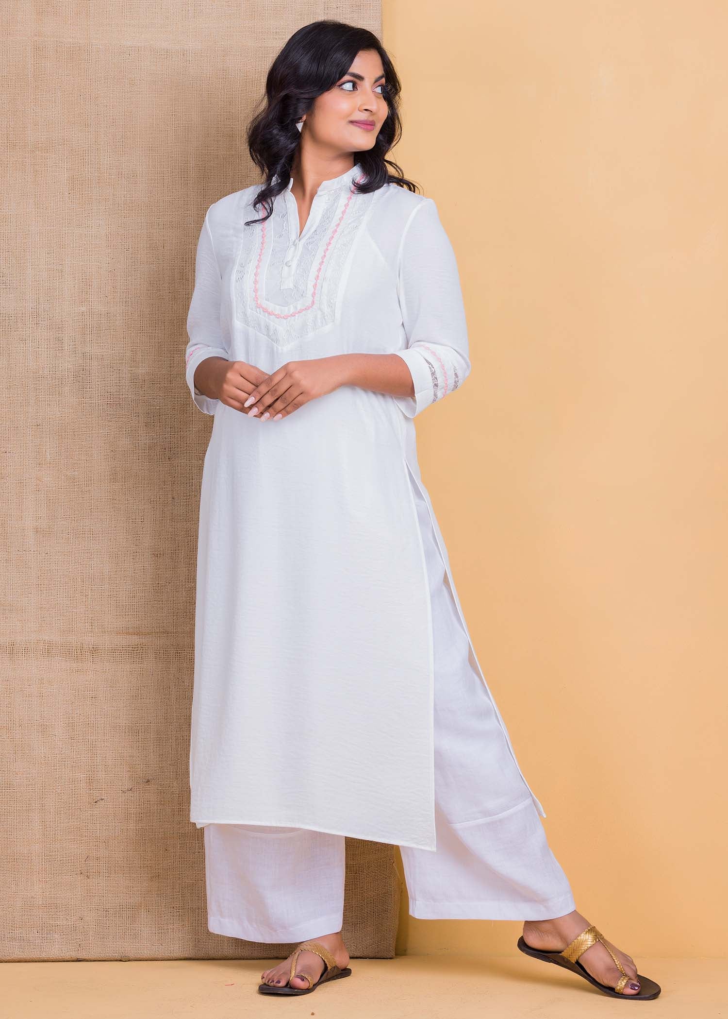 Long length kurtha top with lace details