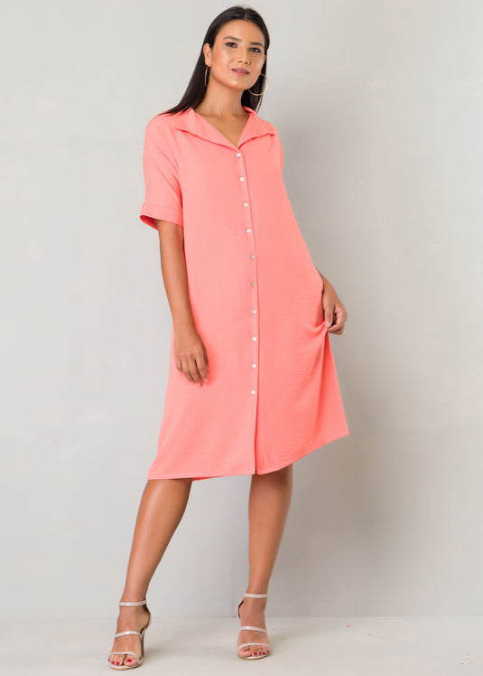 Button down dress with big collar