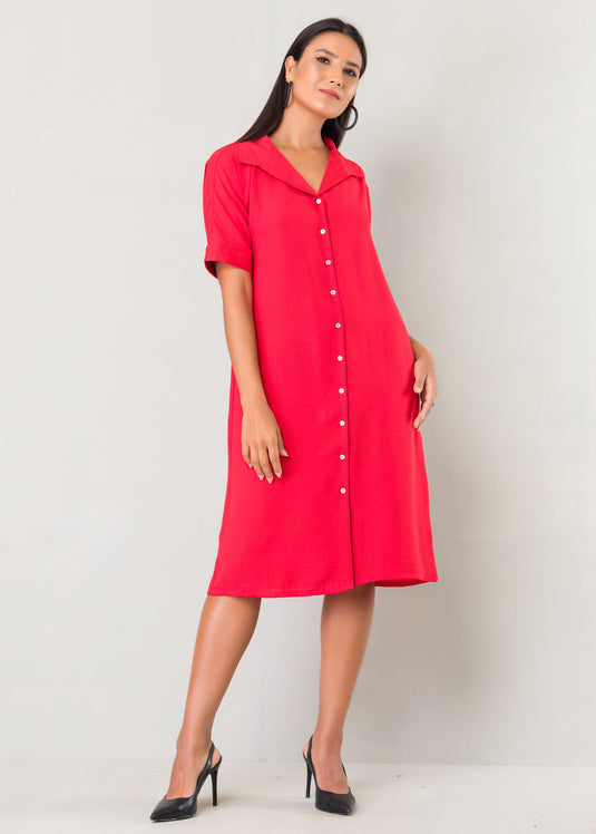 Button down dress with big collar