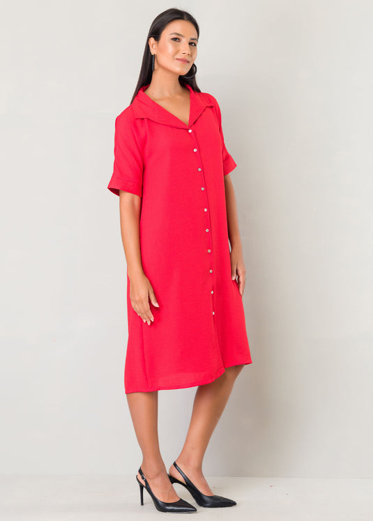 Button down dress with big collar